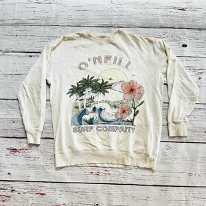 O'Neill White Surf Company Cream Crewneck Sweater